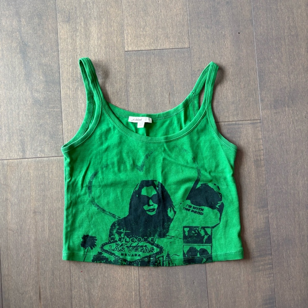 Green Graphic Tank Top